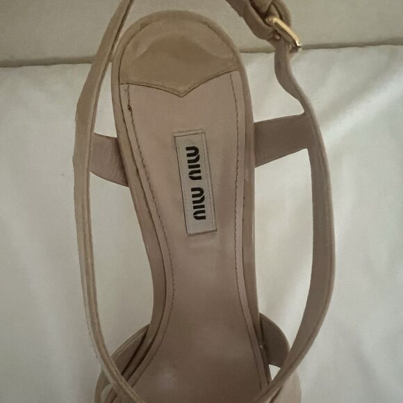 MIU MIU Nude Patent Leather Platform Sandals Size: 39.5/ 9.5 Made in Italy - Picture 5 of 13